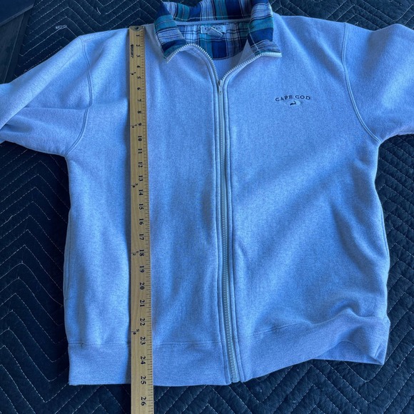Cuffys Sweater Adult Medium Gray Plaid Whale Cape Cod Full Zip Sweatshirt - Picture 7 of 10